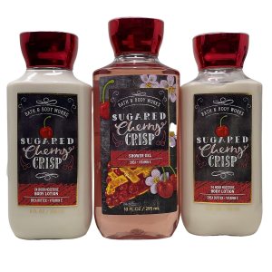 Bath & Body Works Sugared Cherry Crisp Set Shower Gel and two -24 Hour Moisture Body Lotion.