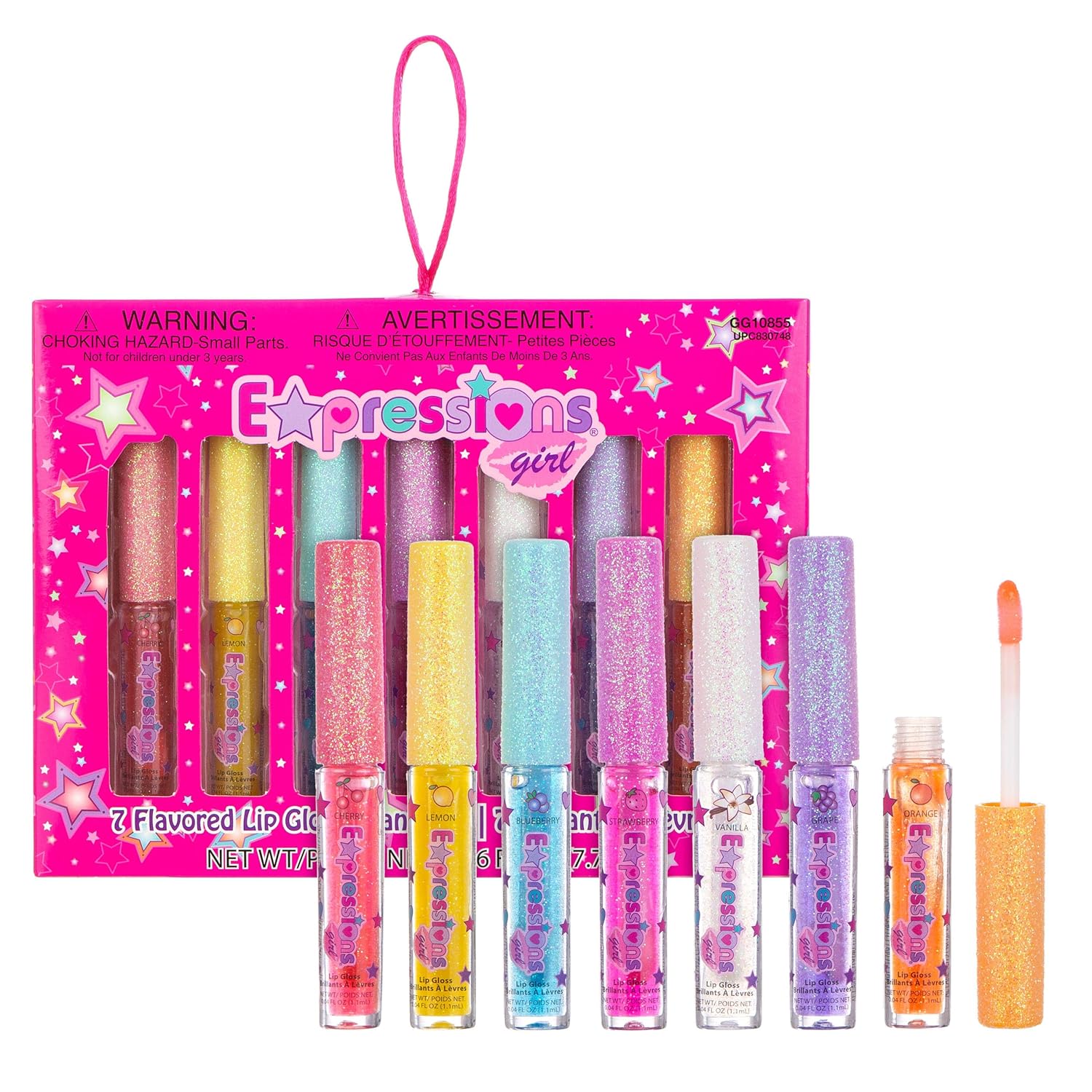 Expressions 7pc Fruity Flavored Lip Gloss Set – Lip Gloss in Assorted Fruity Flavors, Non Toxic Makeup for Kids & Teens Expressions 7pc Fruity Flavored Lip Gloss Set – Lip Gloss in Assorted Fruity Flavors, Non Toxic Makeup for Kids & Teens