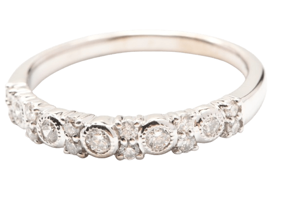 Ladies 10ct White Gold 17 Stone Round Brilliant Cut Diamond Ring, 0.36ct TDW, Size O – With Valuation