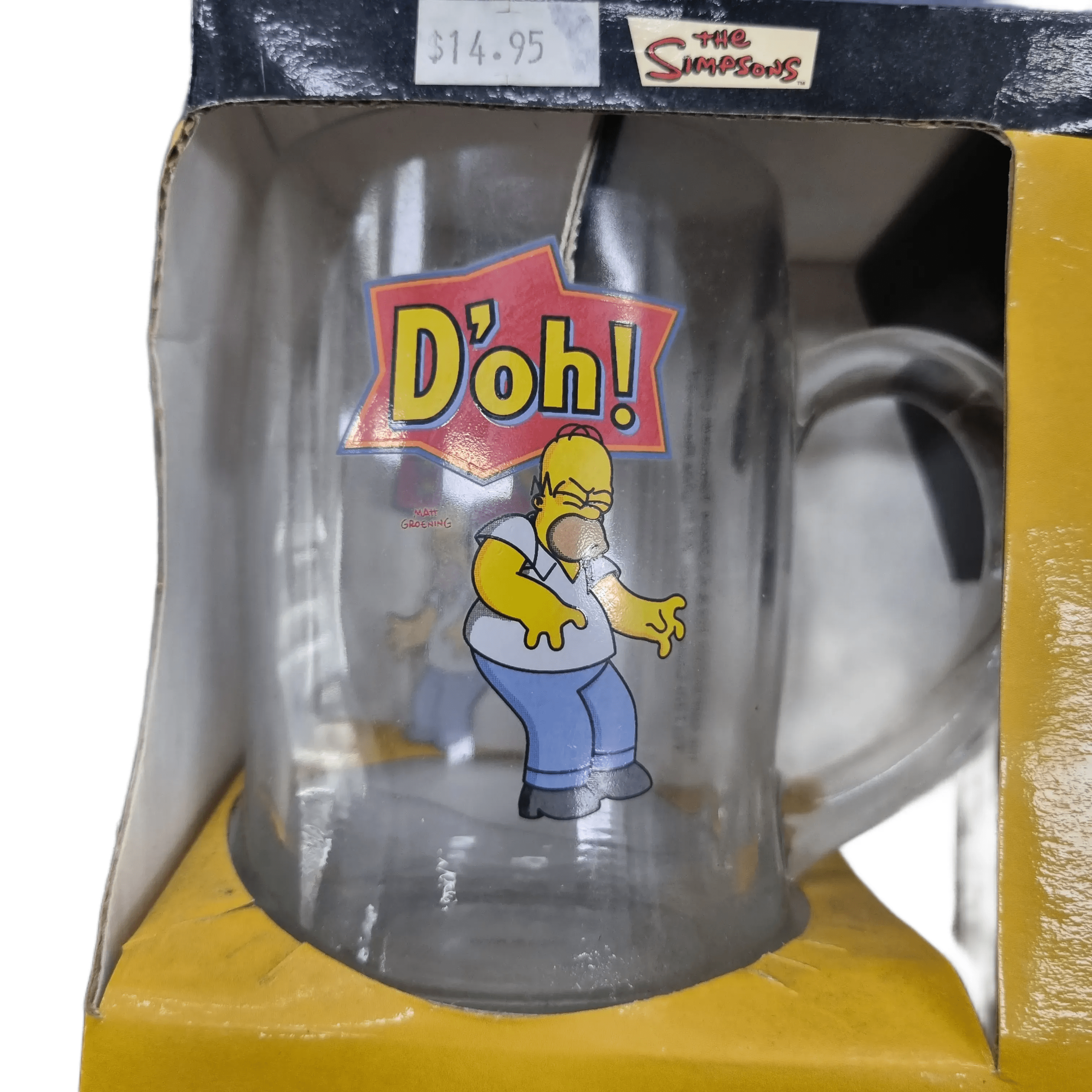 Simpsons Glass Mug Stein With Handle 2004 Homer D’oh!