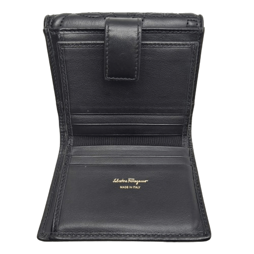 Salvatore Ferragamo Wallet Quilting Gancini Black Authenticity certified by Entrupy