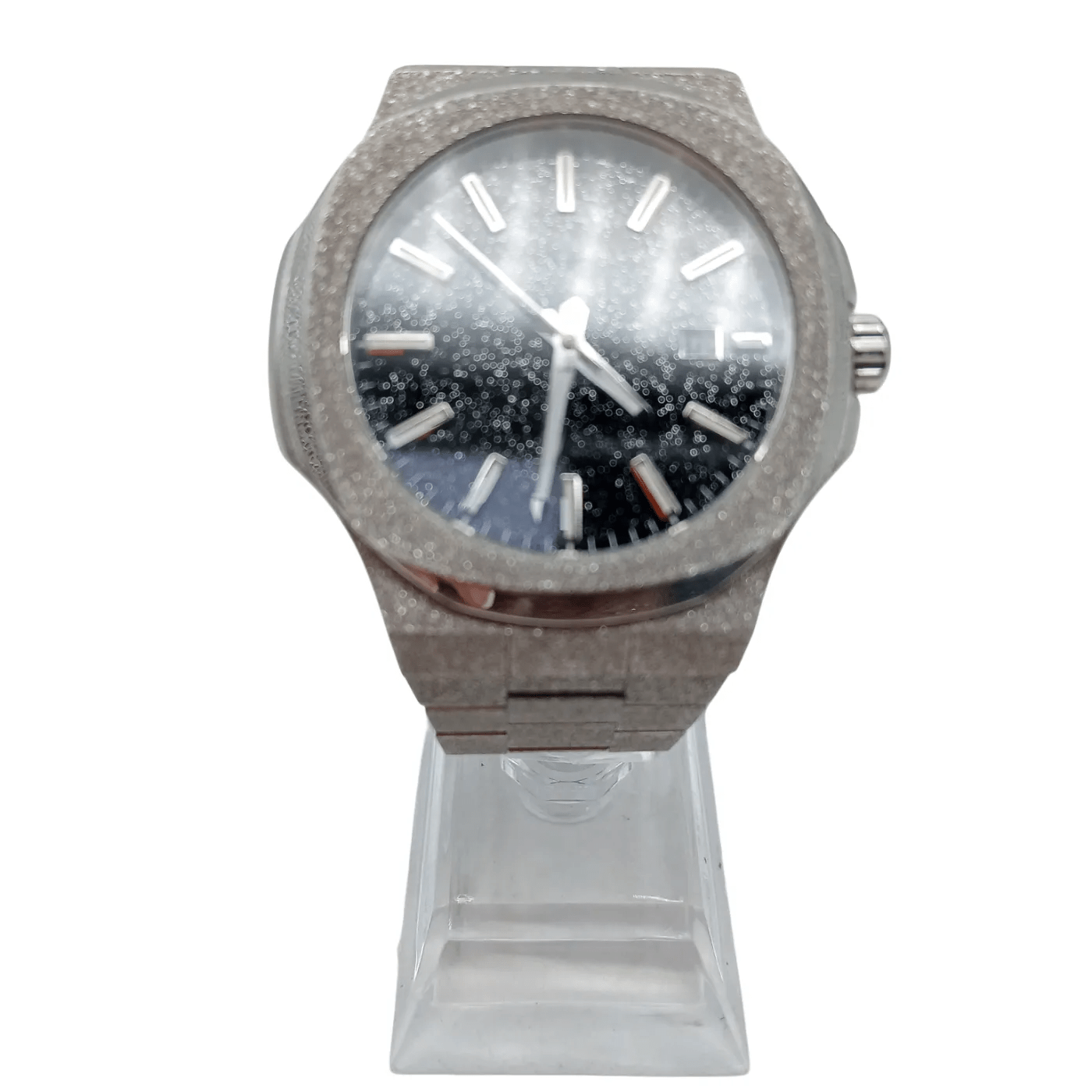 RALPH CHRISTIAN MEN’S WATCH – SILVER STAINLESS STEEL BAND, BLACK CIRCLE FACE (158.3g, 5ATM) (WR)