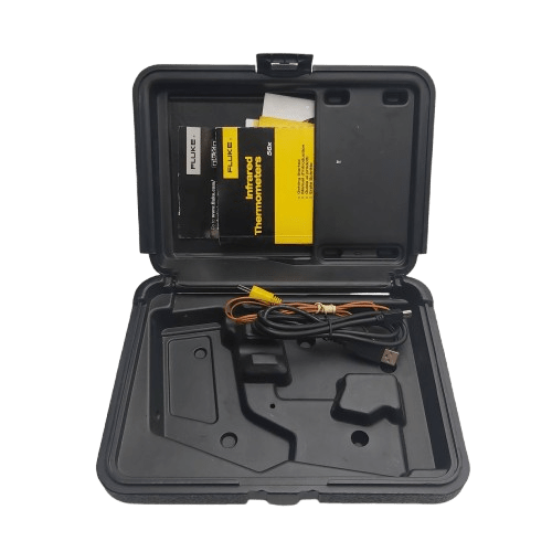 Fluke 568 IR Thermometer, Yellow, Good Condition Some Dirt, With Hard Case, USB Cable, K-Type Thermocouple Probe, Manual (NA 1284556)