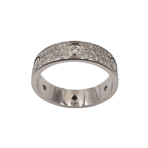 Mens 18ct White Gold Brilliant Cut Diamond Rub Over and Grain Set Ring 4.15ct TDW Z 1/2 With Valuation