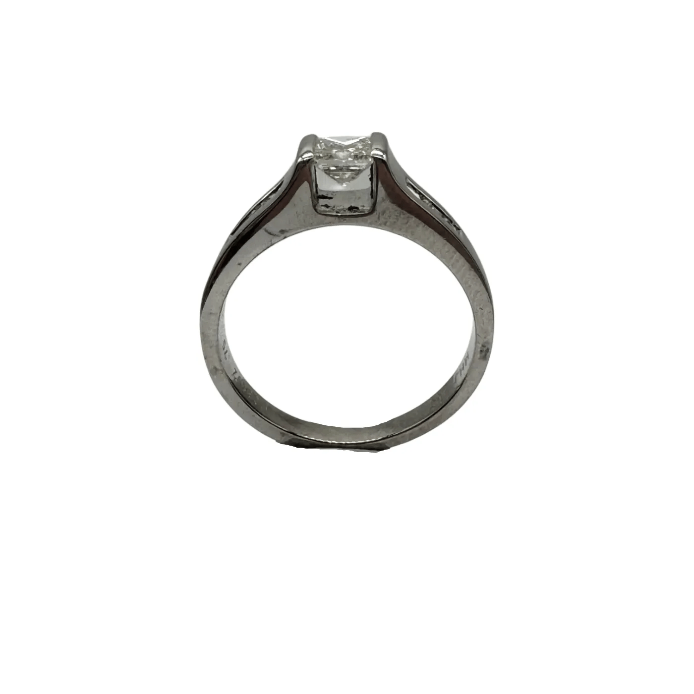 Ladies 18ct White Gold 7 Princess Cut Stone Diamond Ring O 7 1/2 With Valuation (WR 1198391)