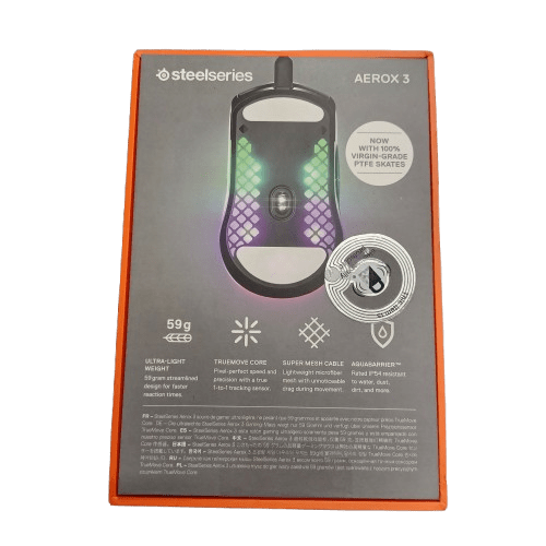 Steelseries Aerox 3 Wired RGB Gaming Mouse, Black, Excellent Condition, With USB Cable + Box
