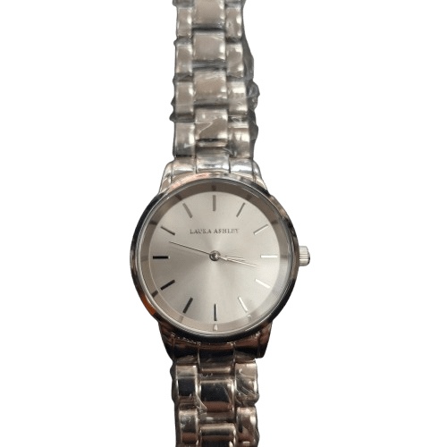 Ladies Laura Ashley Silver Watch * Band Is Broken – Still Has Plastic On Band