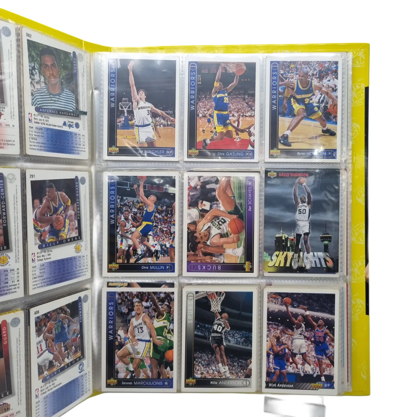 NBA Upper Deck Card Collection – 222 Assorted Cards 1990/1992 in Yellow AFL Album (WR 1343497)