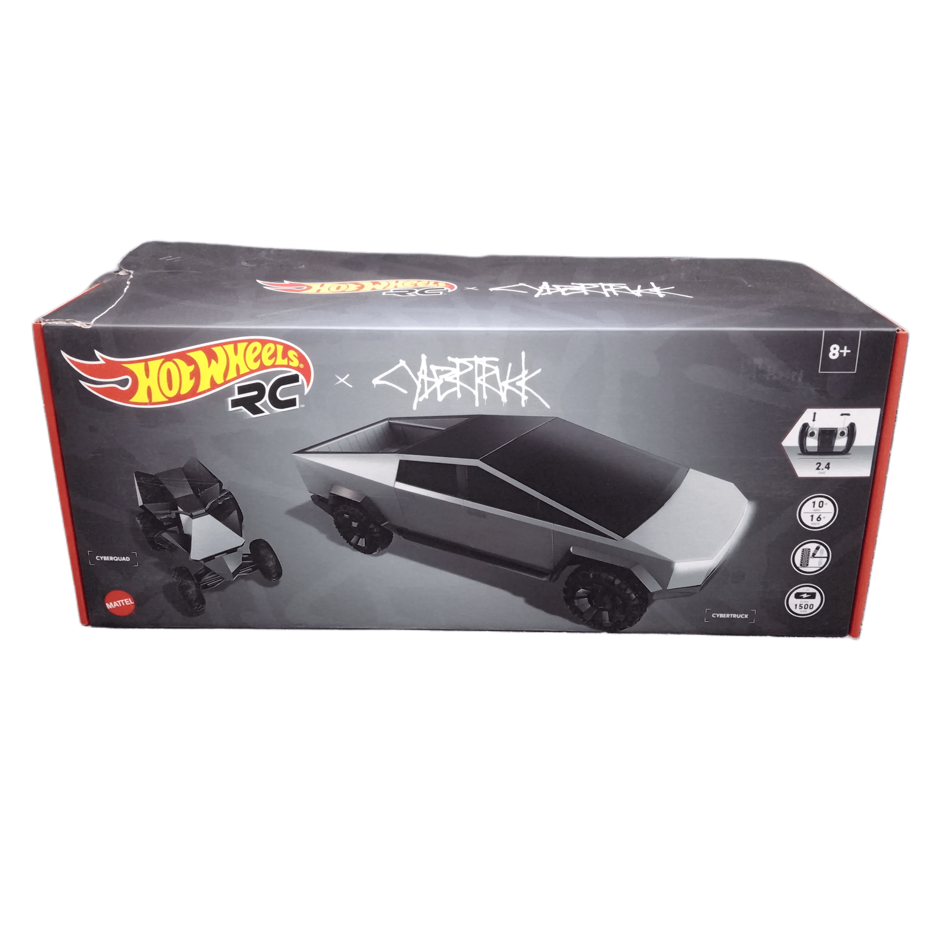 Hot Wheels x Tesla Cybertruck 1:10 Scale RC Car With: Cyberquad, Controller, Box & Manual