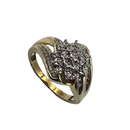 Ladies 9ct Yellow Gold Diamond Cluster Dress Ring 0.15ct TDW N With Valuation (MR)