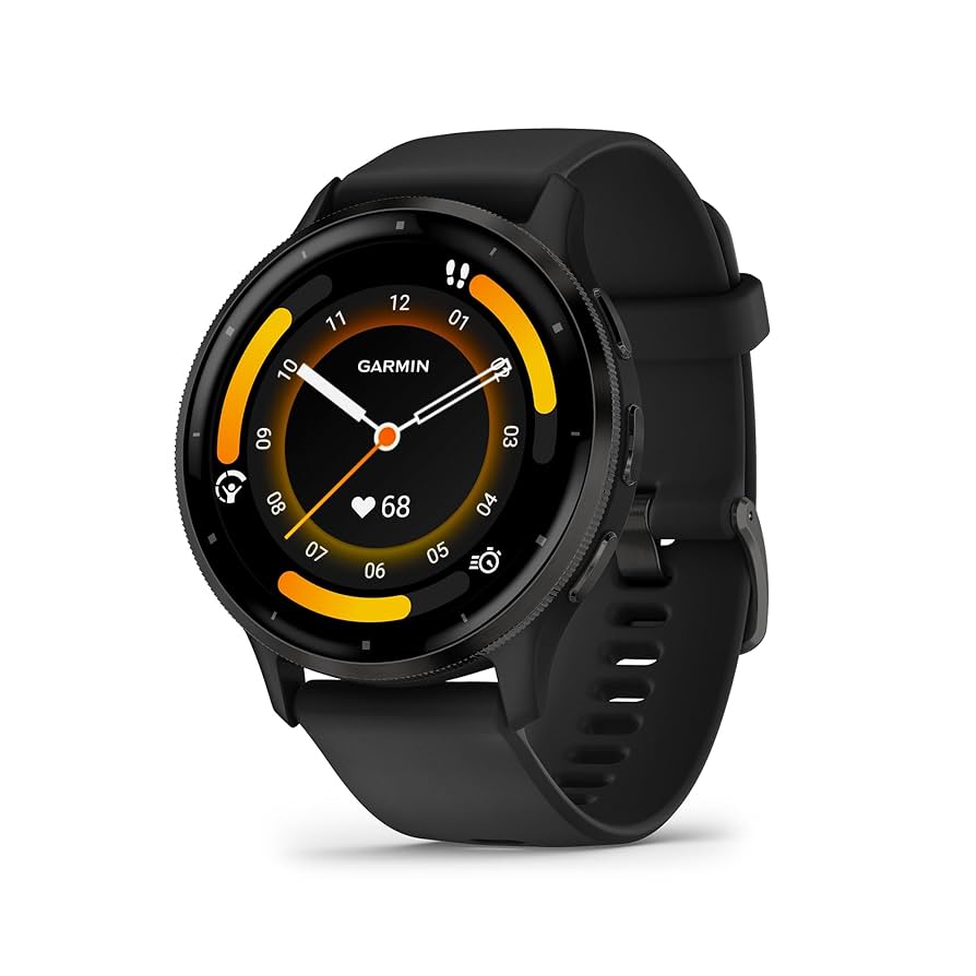 Mens Black Digital Garmin Watch Venu 3 Black Rubber Band In Box With Charger (NA 1346112)