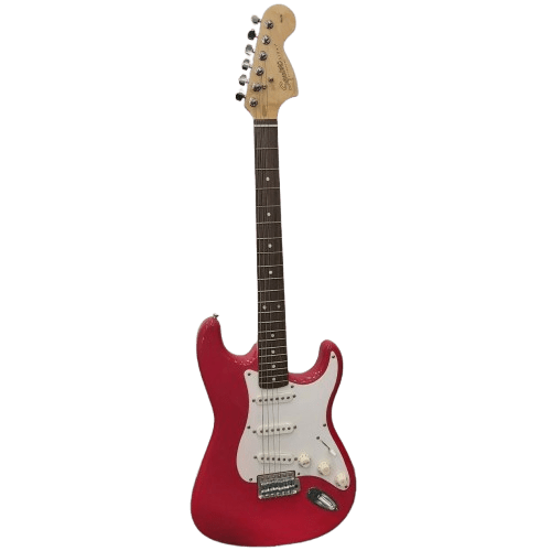 **LOCAL PICK UP ONLY** Fender Electric Guitar Squire Strat Affinity Red/White With Hard Case + Strap, 2 Strings Missing **LOCAL PICK UP ONLY** (NA)