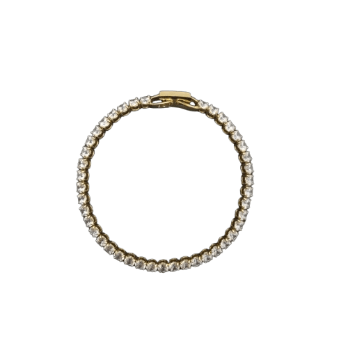 Swarovski Matrix Tennis Bracelet – Gold-Toned Plated, Silver Filled, 17cm Length, 0.5mm Width
