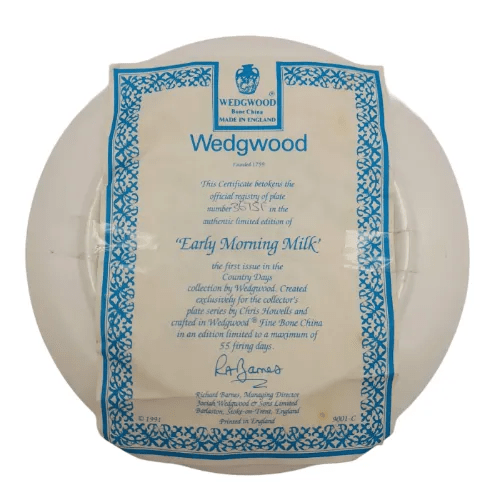 Wedgwood Early Morning Milk by Chris Howells Fine Bone China Collector’s Plate – Made in England