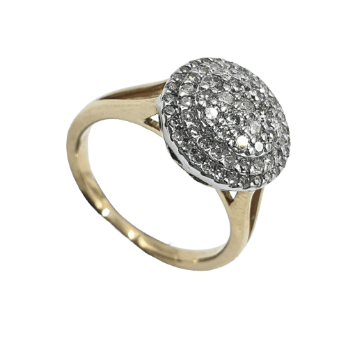 Ladies 9ct Yellow & White Gold Diamond Cluster Ring 0.50ct TDW I With Valuation (MR)