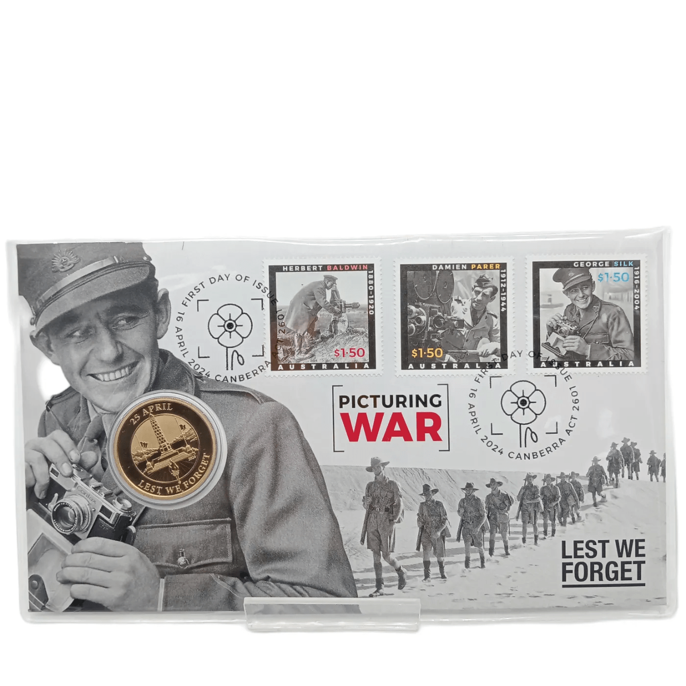 Australia Post Coin & Stamp: Picturing War – Lest We Forget $1 Uncirculated Coin (WR 1355918)