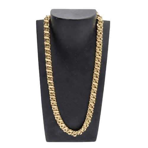 9ct 180.3gms 60cms 10mm Gold Cuban Link Chain – Iced Textured Design (NA)