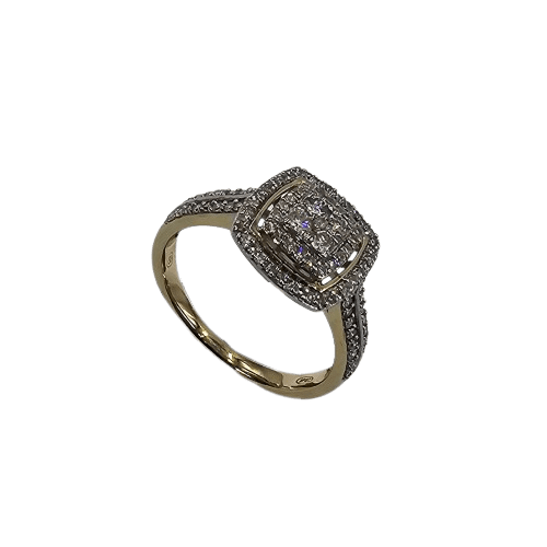 Ladies 9ct Yellow Gold Brilliant Cut Square Cluster Ring 0.50ct TDW O With Valuation (MR)