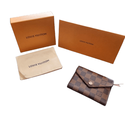 Genuine Louis Vuitton Wallet N61700 Victorine, Brown And Pink, Wear On Snap Closure, Hot Stamped, With Receipt, Dust Bag And Box