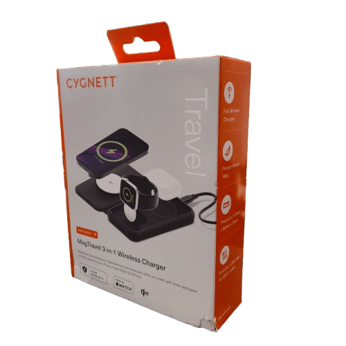 Cygnett MagTravel 15W 3-in-1 Wireless Charger – Black – (LN)