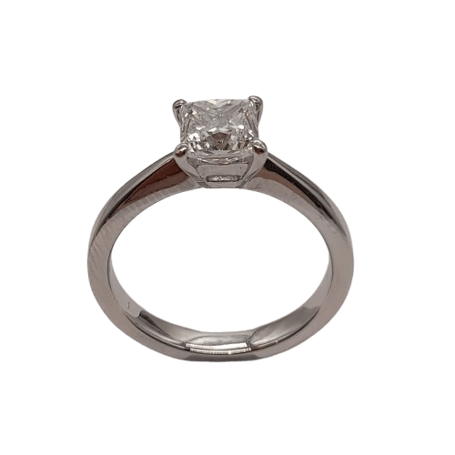 Ladies Platinum Single Stone Princess Cut 4 Claw Set Diamond Ring 1.00ct TDW J 5 With Valuation