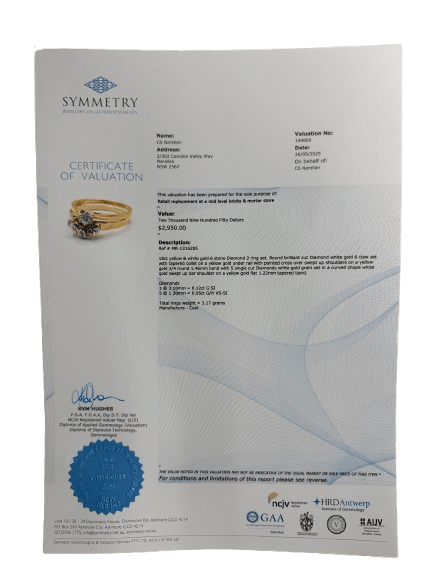 Ladies 18ct Yellow And White Gold 6 Stone Diamond Ring Set 3.17gms With Valuation Certificate Size 49,J (MR)