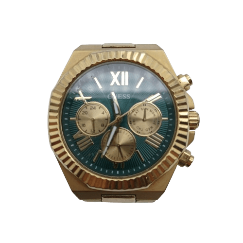 Men’s Guess GW0703G2 Gold Equity Green Link Watch, Light Wear + Tear