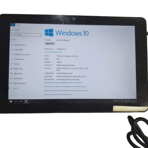 Element PC All In One TTFLELK755006, Win 10 Enterprise Ed, 4GB RAM, 128GB SSD, Touch Screen, With AC Adaptor And Mounting Plate