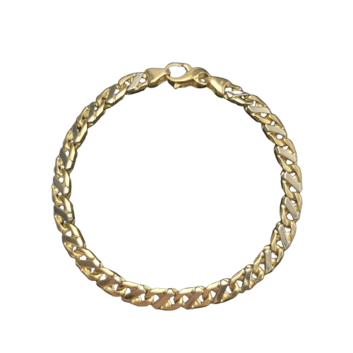 Men’s 18ct Yellow Gold Two-Tone Alternative X-Style Anchor Link Bracelet 24.2g 20cm
