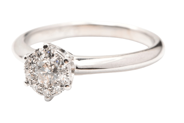 Ladies 18ct White Gold Round Brilliant Cut Diamond Cluster Ring 0.30ct TDW M 1/2 With Valuation