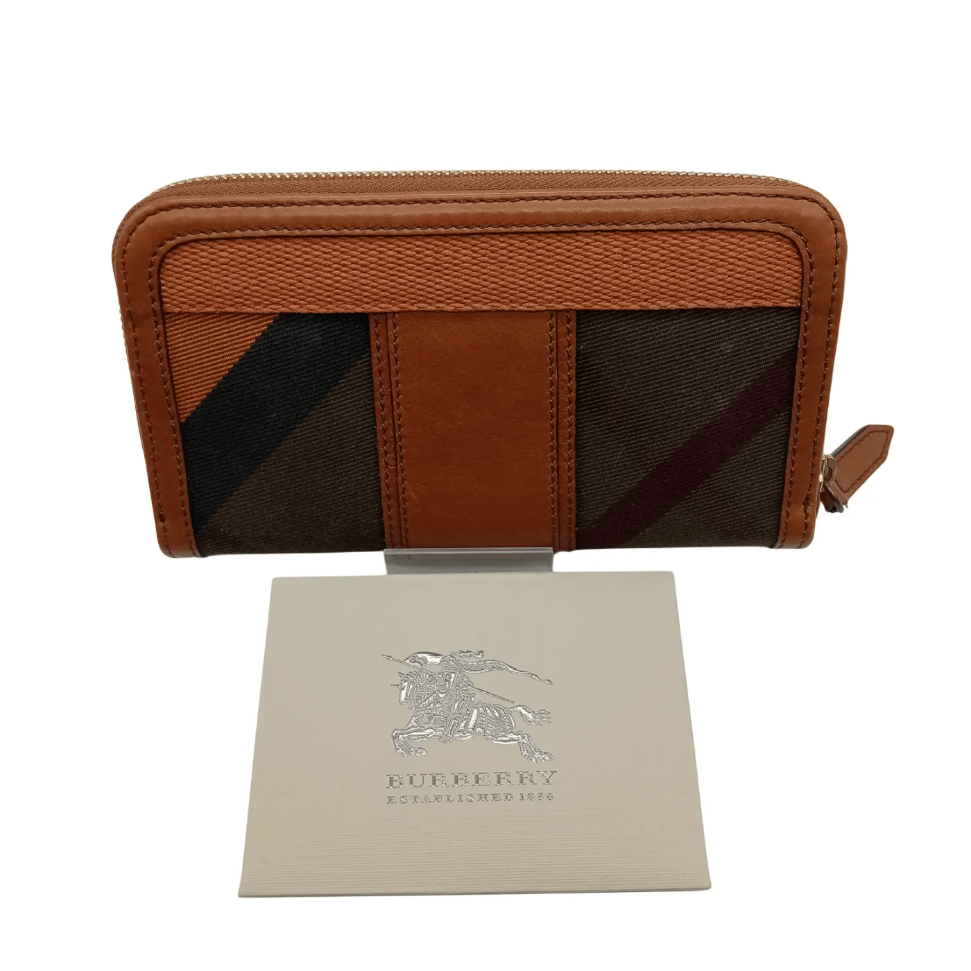 Burberry Check & Leather Zip-Around Wallet  (WR 1323030)