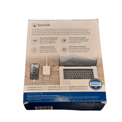Bonelk Desktop Charger USB-A/USB-C 65w White