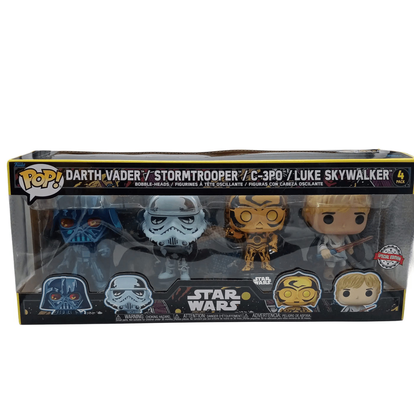 Pop Funko 4 Pack Special Edition Figurines: Darth Vader / Stormtrooper / C-3PO / Luke Skywalker (WR 1346262)
