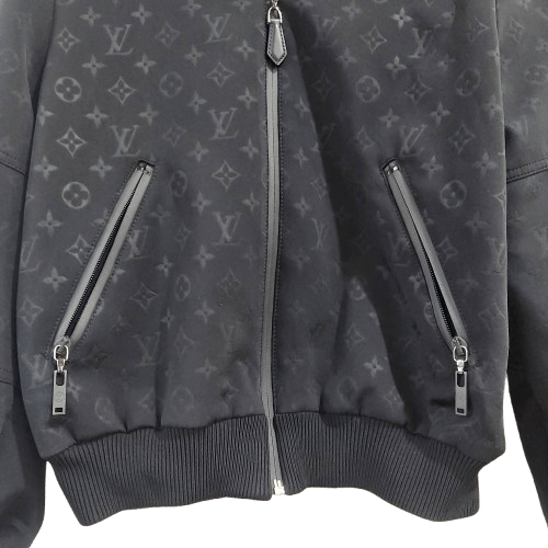 Louis Vuitton Embossed Monogram Zip-Up Jacket – Black, Size 36 With Dust Cover