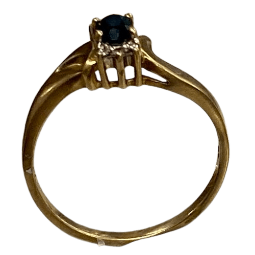 Ladies 9ct Yellow Gold Ring 1.7gms with Blue Oval Centre Stone. Size 7