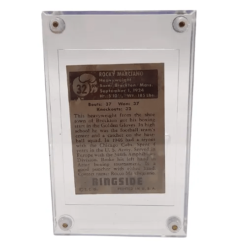 Topps 1951 Rocky Marciano Ringside #32 Trading Card – In Protective Plastic Shell