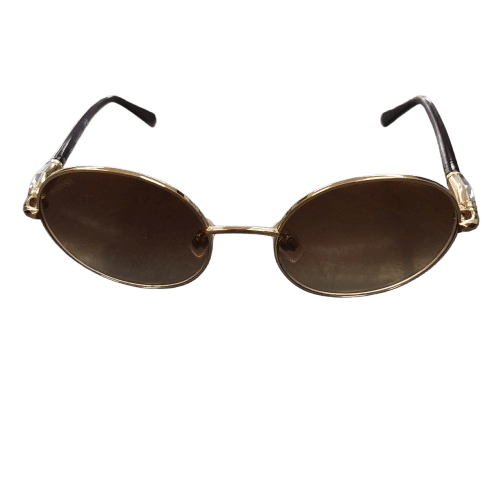 Women’s Swarovski SK260 Sunglasses, 55-20-140, Gold Black Light Brown Gradient, Good Condition, One Faint Scratch