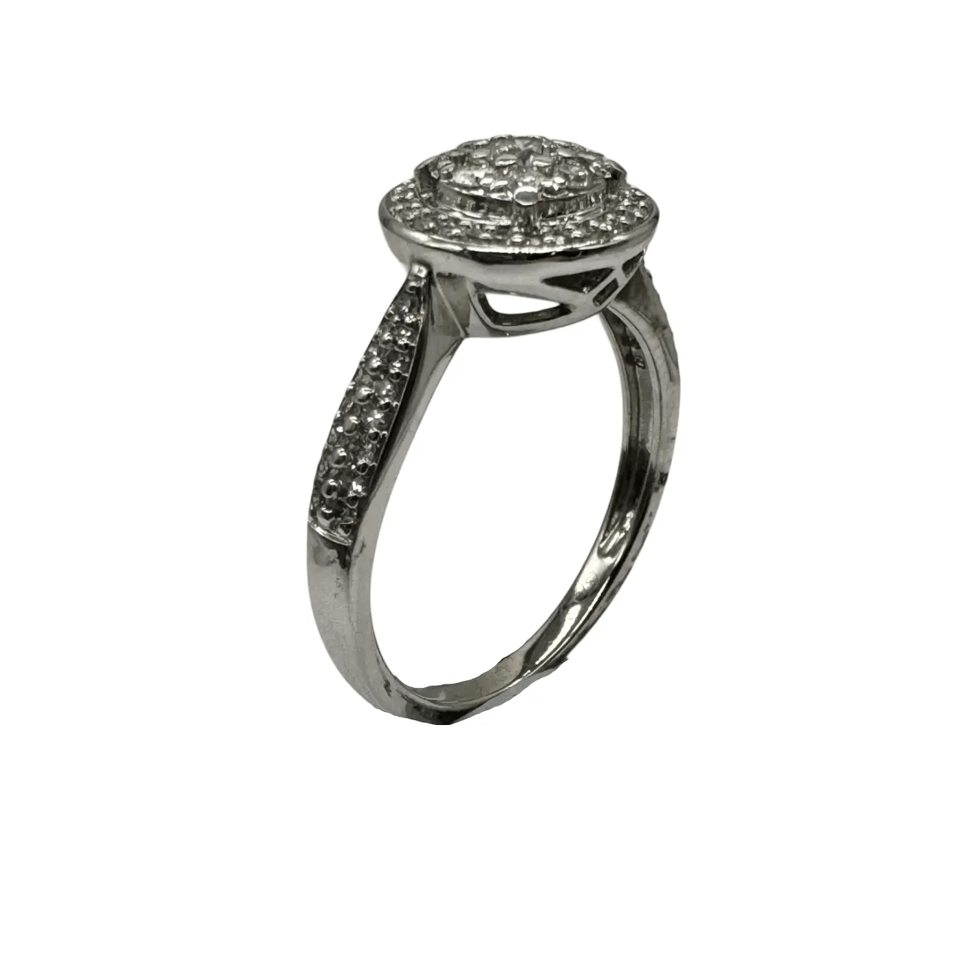 Ladies 9ct White Gold 65 Brilliant & Single Cut Diamond Cluster Ring 0.66ct TDW O 1/2 7 With Valuation (WR 1285586)