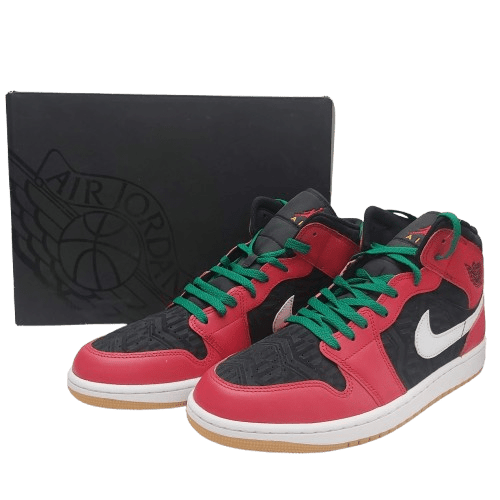 Nike Air Jordan 1 Mid SE – Size 13 Black Fire Red White Malachite (With Box) 2022 – ‘Christmas’