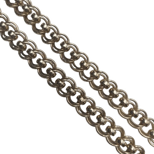 9ct Yellow Gold Beaded Double Curb Necklace – 64.25g – 44cm Length – 1.1cm Wide – Bolt Ring Clasp