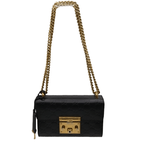 Ladies Black Gucci Small Padlock Crossbody Handbag With Keys And Authenticity Certificate – Good Condition (CP-1358770)