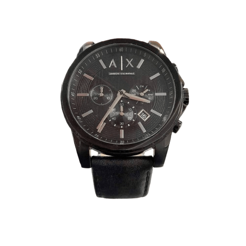Armani Exchange AX2098 Men’s Chronograph Watch – Black Leather Band – With Box (GE 1349291)