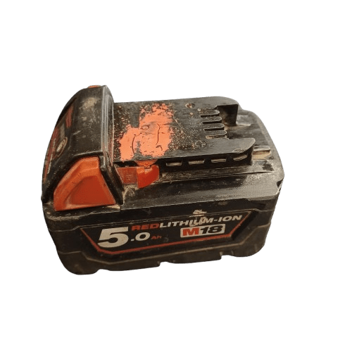 Milwaukee 18V Red Lithium-Ion M18B5 Battery, Used Condition, Spraypaint On Top