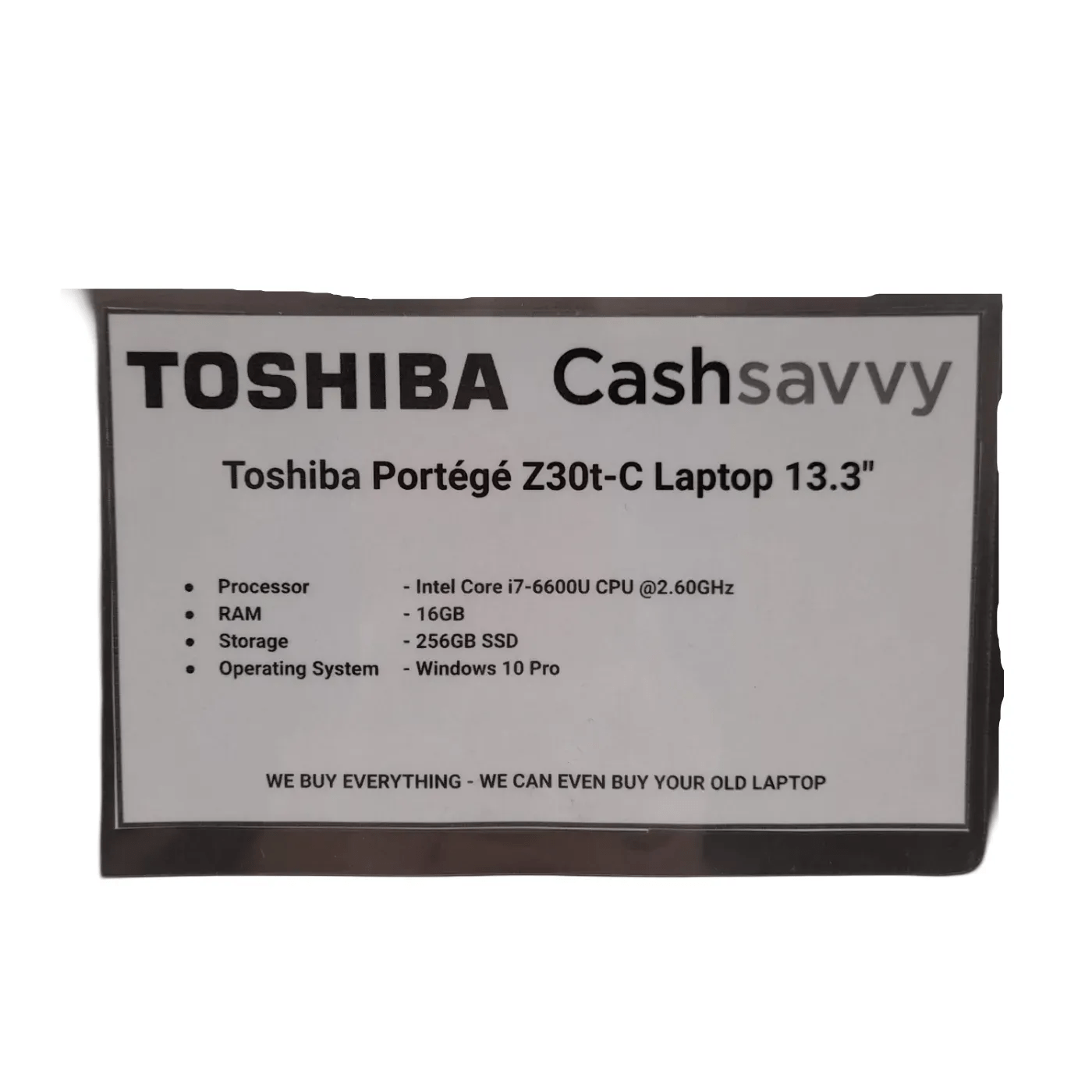 Toshiba Portege Z30t-C 13.3″ Laptop + Charger – Intel Core i7-6600U CPU @2.0GHz / 16GB RAM / 256GB SSD / Windows 10 Pro (WR 1351439)