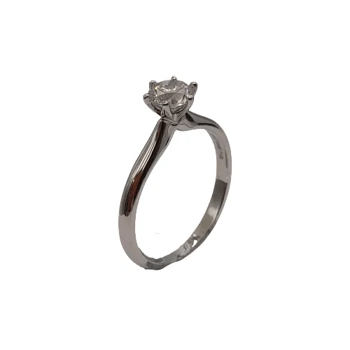 Ladies 18ct White Gold Round Ring with Round Brilliant Diamond 6 Claw Set TDW 0.54ct K 5 1/2 With Valuation