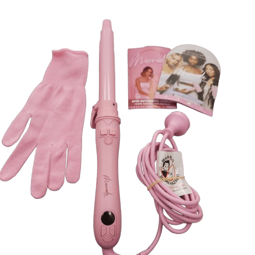 Mermade Hair MH1014 Hair Spin Automatic Curler, Pink, Good Condition, With Manual, Gloves + Booklet