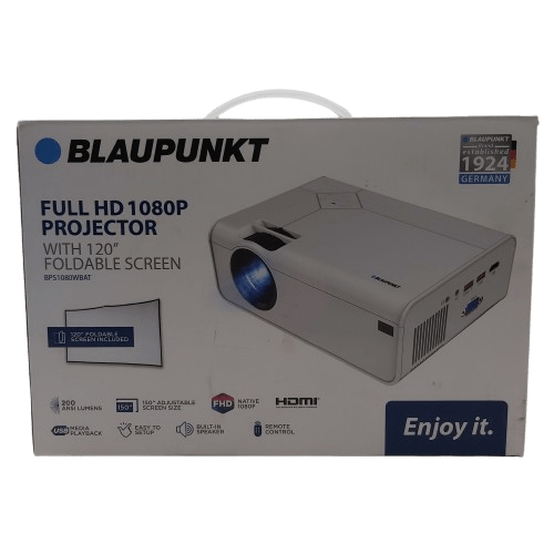Blaupunkt Full HD 1080P Projector With Power Supply And Remote In Box *No Foldable Screen* (CP-1350176)