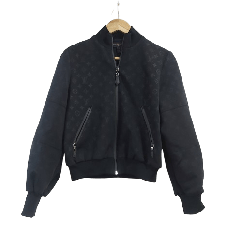 Louis Vuitton Embossed Monogram Zip-Up Jacket – Black, Size 36 With Dust Cover