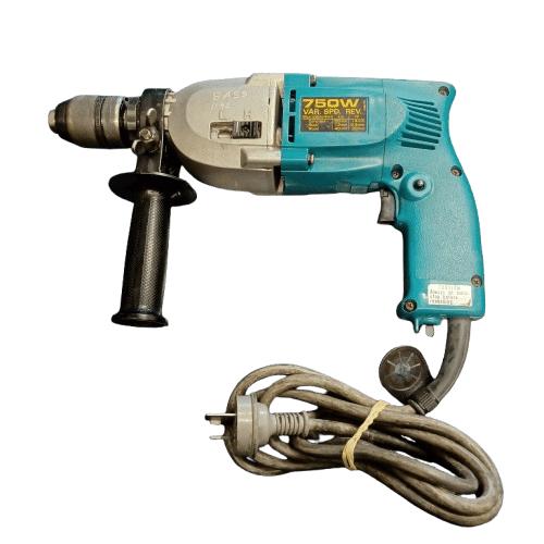 Makita Hammer Drill HP2010N, Green, Has Name Engraved On Side, With Hard Case, Handle, Depth Rod (WR 1342664)