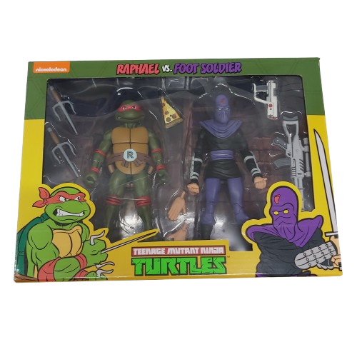 Nickelodeon Teenage Mutant Ninja Turtle Raphael VS Foot Soldier Figurine In Box